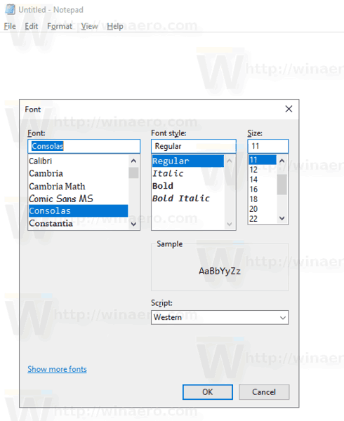 Шрифт Windows 10 скрыт