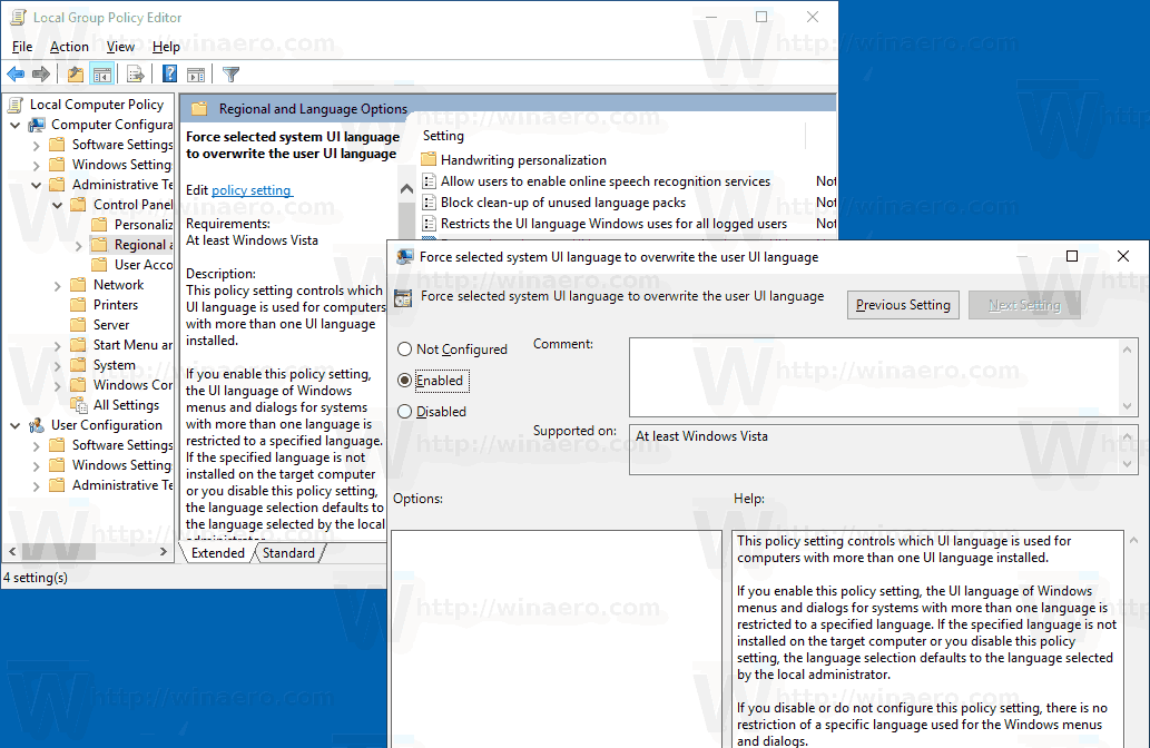 Windows 10 Force System UI Language As Display Language 