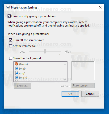 presentation mode on windows