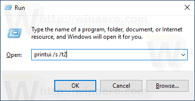 Windows 10 Запустите Printui S T2