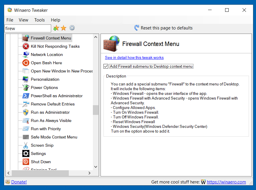 Твикеры для windows 10. Winaero Tweaker. Фаерволы для Windows 10. Winaero Tweaker на русском для Windows 10. Windows context menu Firewall.