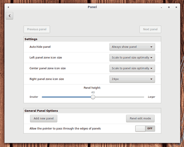 Cinnamon 4.0 Panel Options