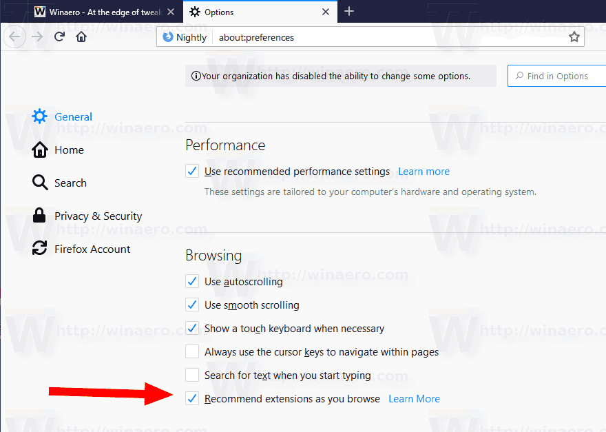 Firefox Disable Extension Recommendations 
