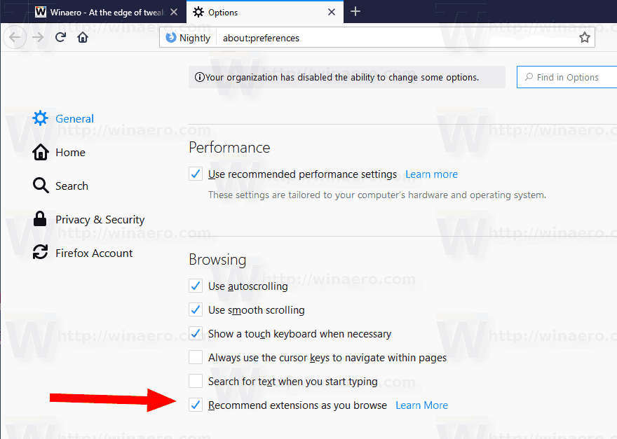 Disable Extension Recommendations in Mozilla Firefox