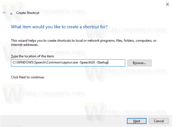 Windows 10 Create Speech Recognition Shortcut 1