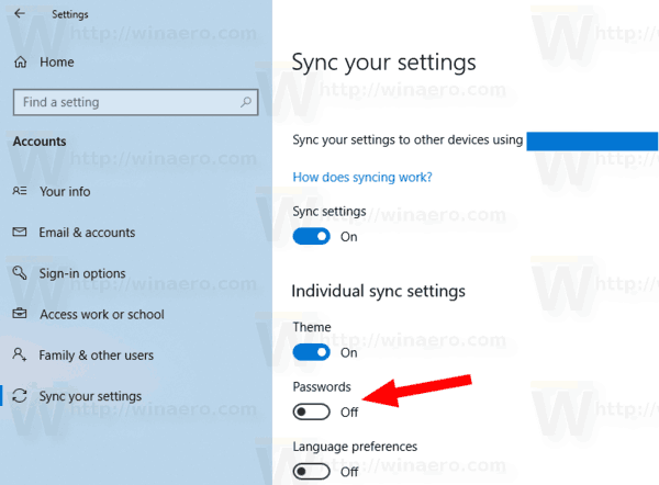 Windows 10 Disable Password Sync GUI