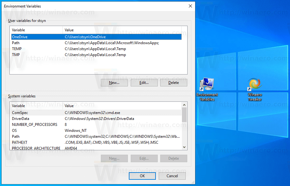 Windows 10 Environment Variable Editor Shortcut 3