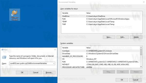 Windows 10 Environment Variable Editor