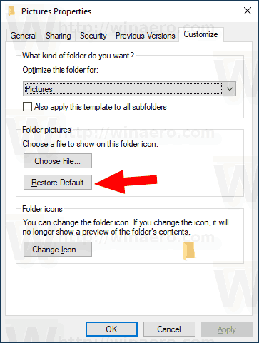 Windows 10 Восстановить изображение папки