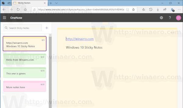 Windows 10 Sticky Notes Online