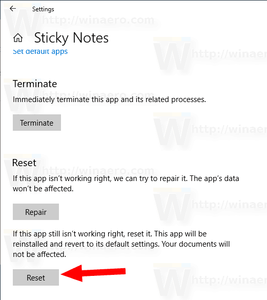 Windows 10 Sync Notes Reset App