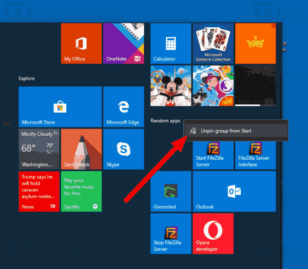 Windows 10 Unpin Group Of Tiles