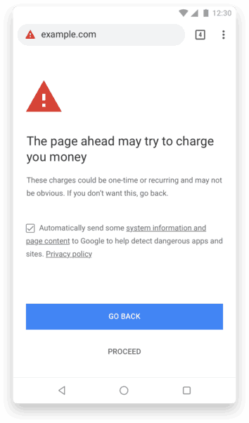 Chrome Unclear Subscription Warning