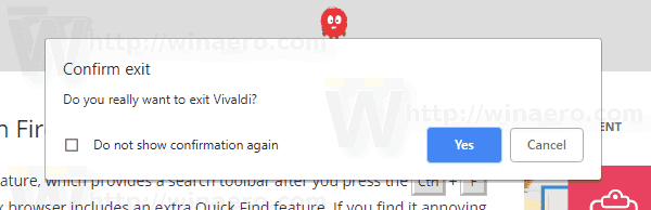 Vivaldi Exit Confirmation