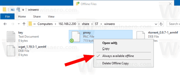 Window 10 Disable Always Available Offline For File