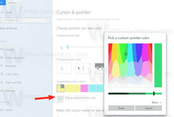 how to change cursor color in windows 10