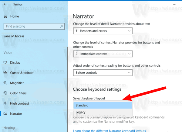 Windows 10 Change Narrator Keyboard Layout