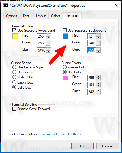 Windows 10 Change Terminal Background Color