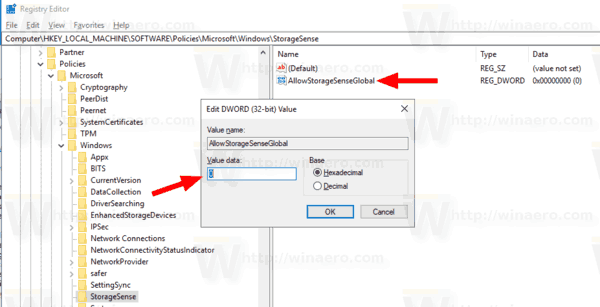 Windows 10 Disable Storage Sense Group Policy Tweak