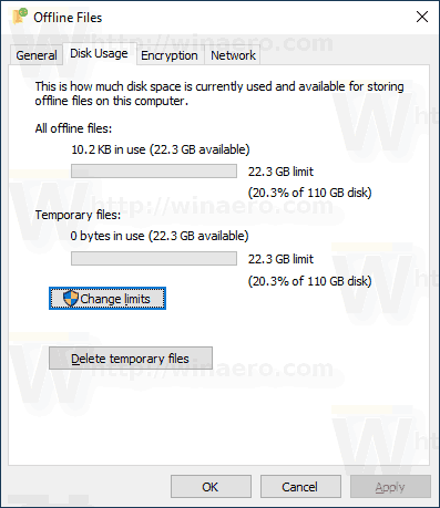Windows 10 Disk Usage Offline Files