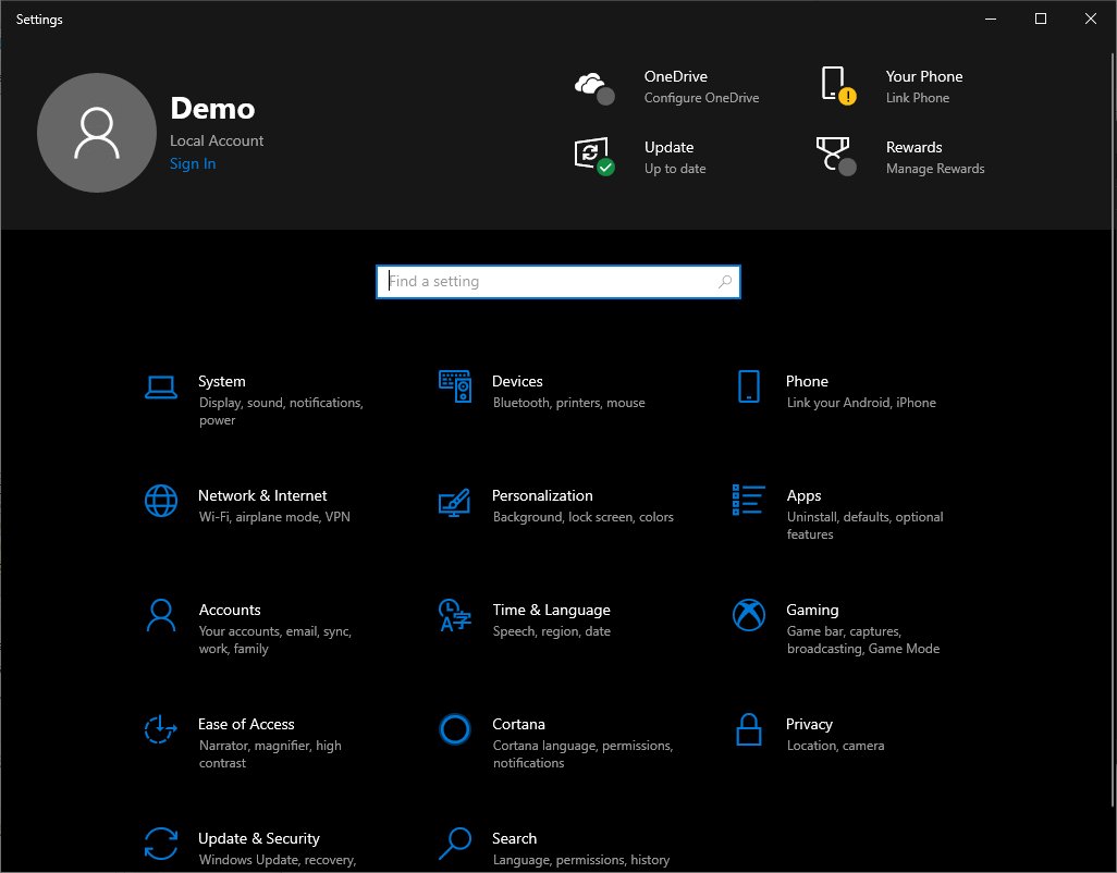 Windows 10 New Settings Page Ver 2