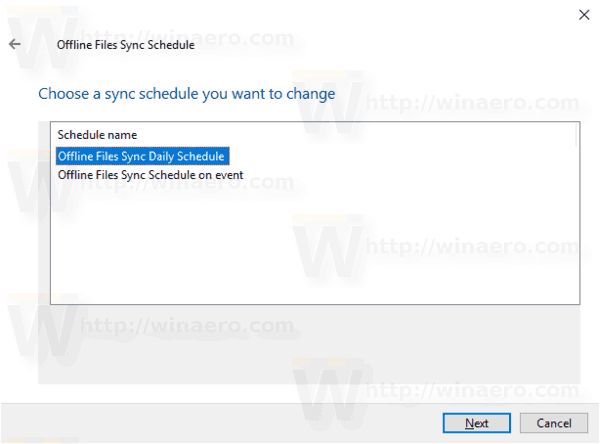 Windows 10 Offline Files Sync Change Schedule 2
