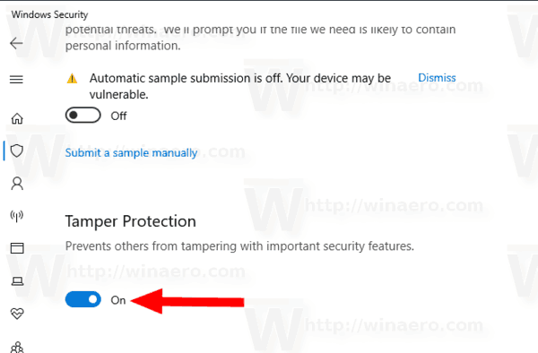 Windows 10 Security Tamper Protection