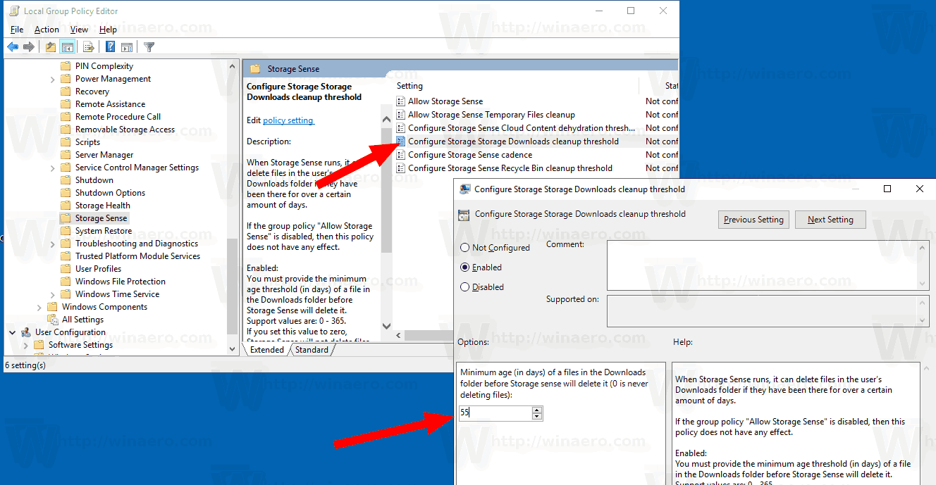 Windows 10 Storage Sense Set Downloads Delete Automatically GP 
