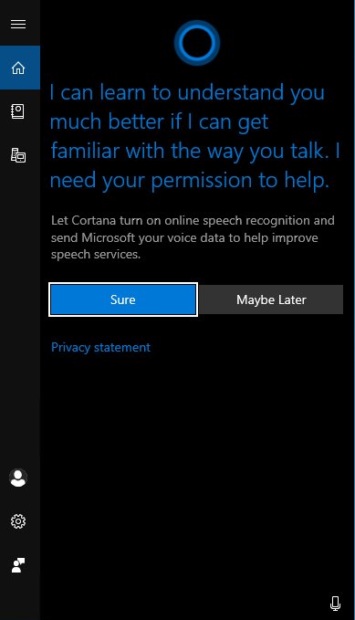 Separated Cortana UI