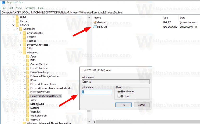 Disable Access to All Removable Storage Devices in Windows 10