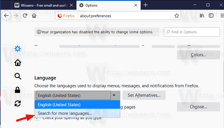Firefox 65 Language Options 1