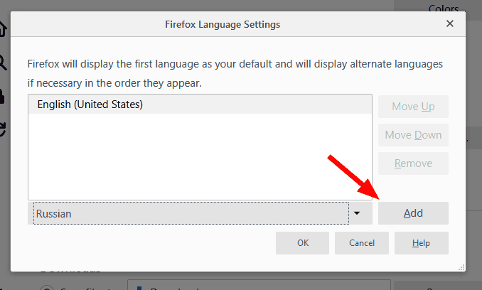 Firefox 65 Language Options 3