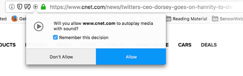 Firefox Autoplay Sound Blocker Notification