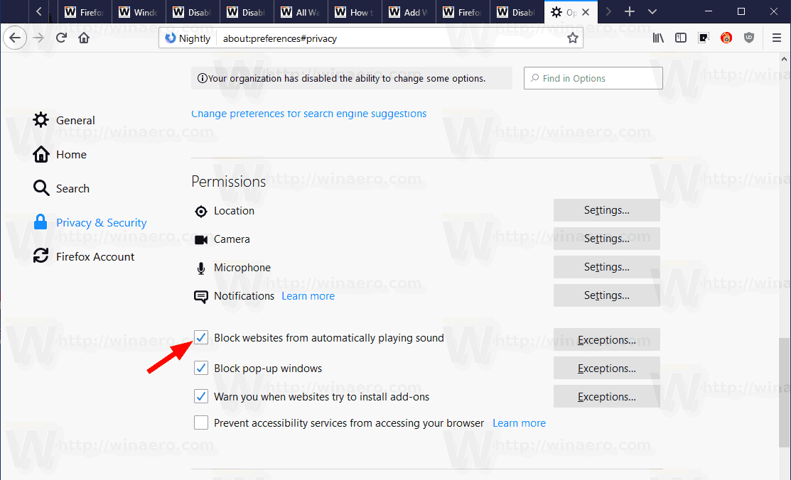 Firefox Autoplay Sound Blocker Option