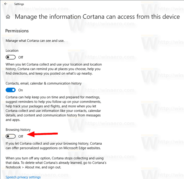 Prevent Cortana From Reading Browsing History