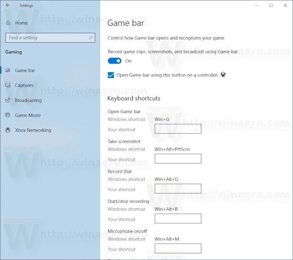 Windows 10 Change Game Bar Keyboard Shortcuts