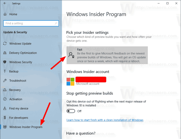Windows 10 Change Insider Preview Ring