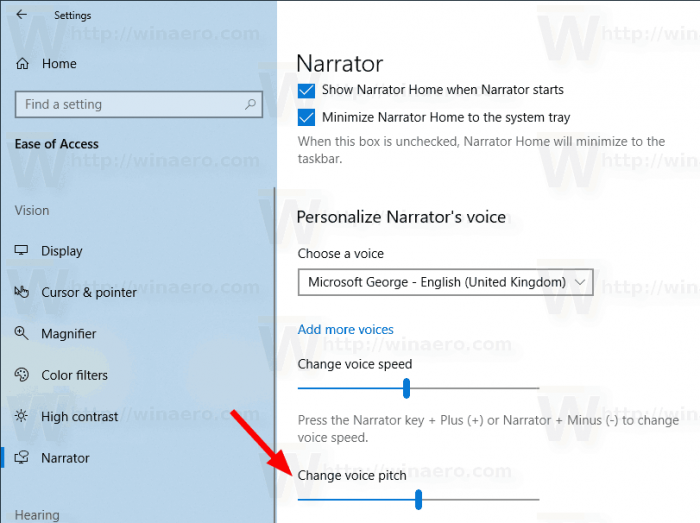 Customize Narrator Voice in Windows 10