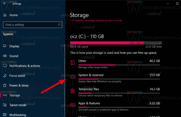 Windows 10 Check Reserved Space Size Step 3