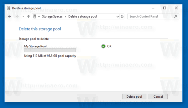 Windows 10 Delete A Storage Pool Confirmation