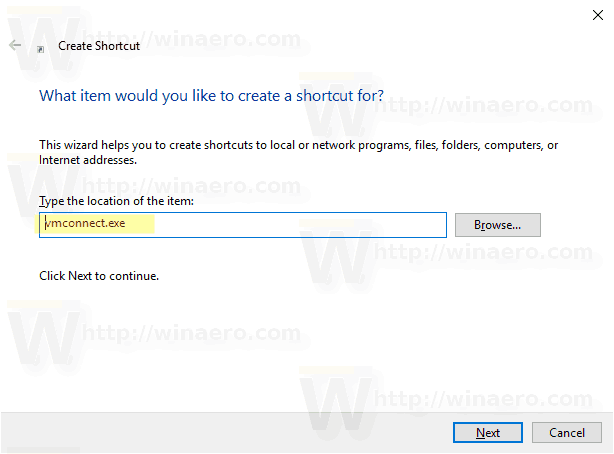 Windows 10 Hyper V Connection Shortcut 1