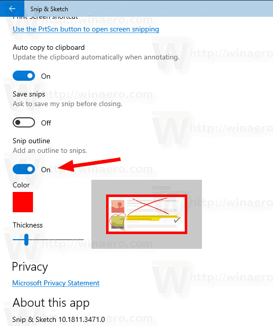 Windows 10 Snip Sketch Enable Snip Outline