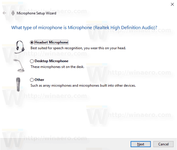 Windows 10 Speech Recognition Profile Microphone Type