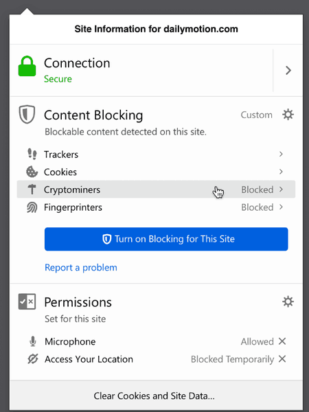 Firefox 67 Cryptominer Blocker