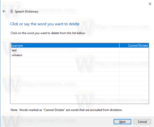 Speech Recognition Dictionary Delete Word 2