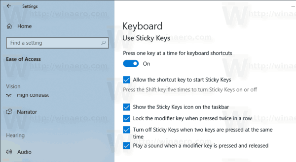 Windows 10 Enable Sticky Keys In Settings