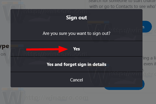 Windows 10 Skype UWP Store App Confirm Sign Out