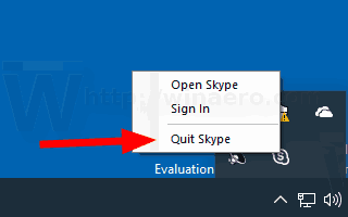 Выход из приложения из Магазина Windows 10 Skype UWP