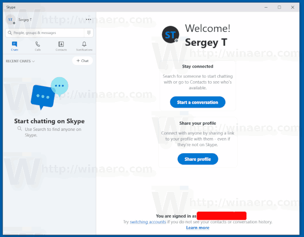 Приложение для Магазина Windows 10 Skype UWP