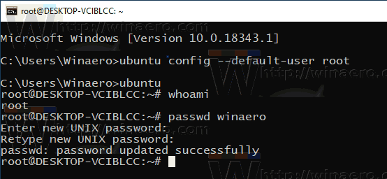 Windows 10 WSL Reset User Password